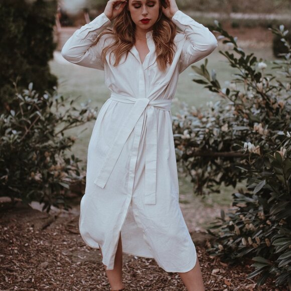 BAHHGOOSE Inge Button up Raw Silk fiber maxi dress in Ivory - Picture 5 of 5